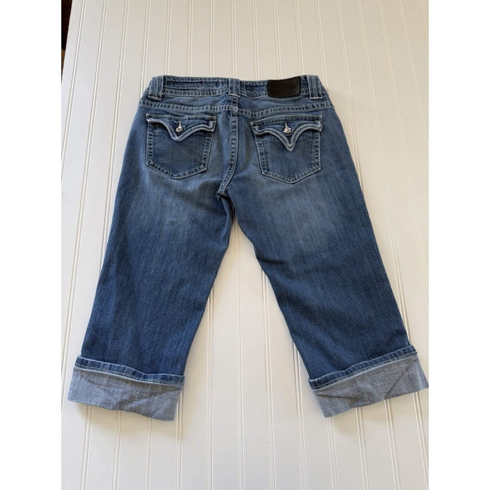 Vigoss Juniors Size 9 Capri Jeans Rhinestone Pocket Cuffed Stretch Denim 9 - Picture 12 of 12